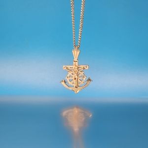 14k Gold Anchor cross pendant unisex gift